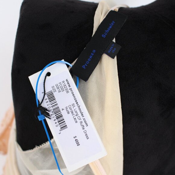 Proenza Schouler Silk Corded Lace Layered Cascading Ruffle Maxi Dress Nude 4 NEW - Picture 5 of 8